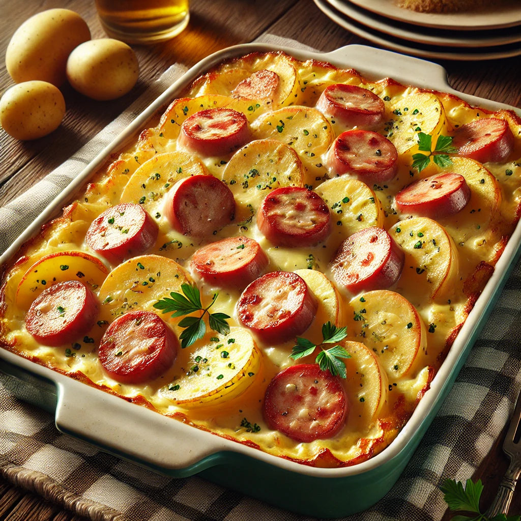 Rezeptidee: Bratwurst-Kartoffelgratin